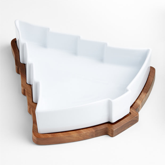 Holiday Tree Oven-to-Table Casserole Dish with Wood Trivet