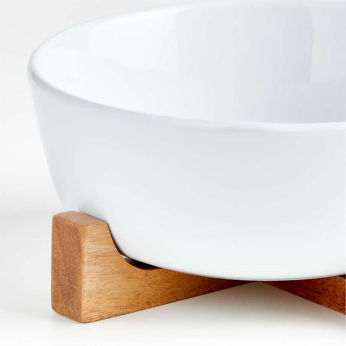 Oven to Table Large Serving Bowl with Wood Stand