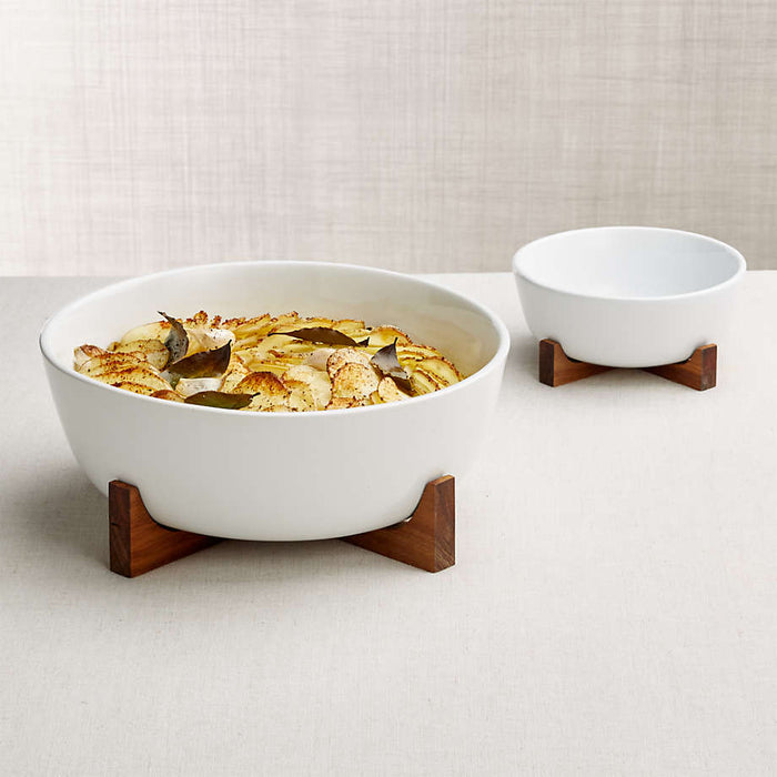 Oven-to-Table Small Serve Bowl with Acacia Wood Trivet