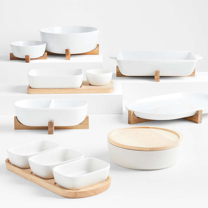 Oven-to-Table Small Serve Bowl with Acacia Wood Trivet