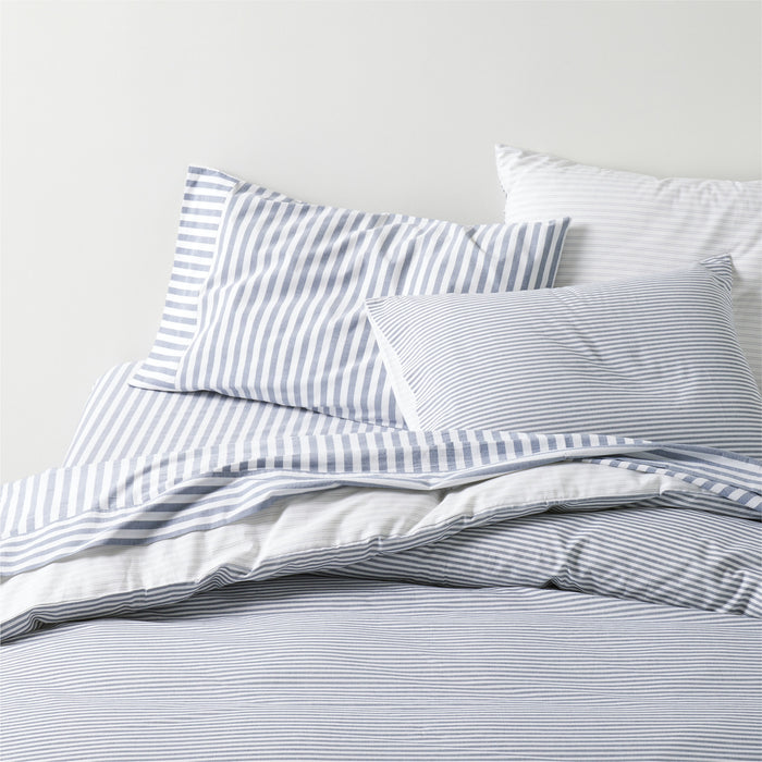 Oxford Shirting Light Indigo Blue Organic Cotton Reversible King Duvet Cover