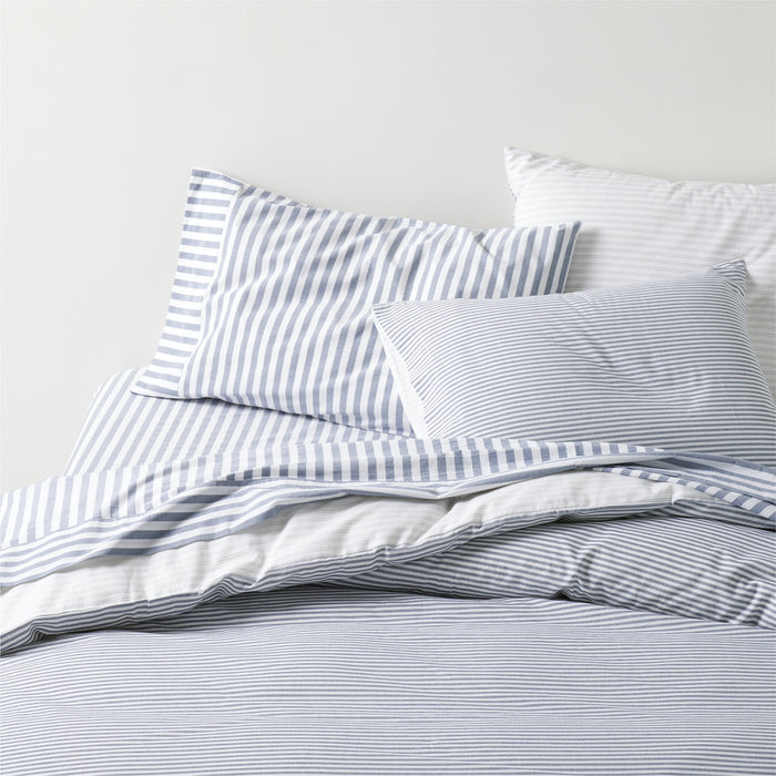 Oxford Shirting Light Indigo Blue Organic Cotton Reversible Standard Bed Pillow Sham