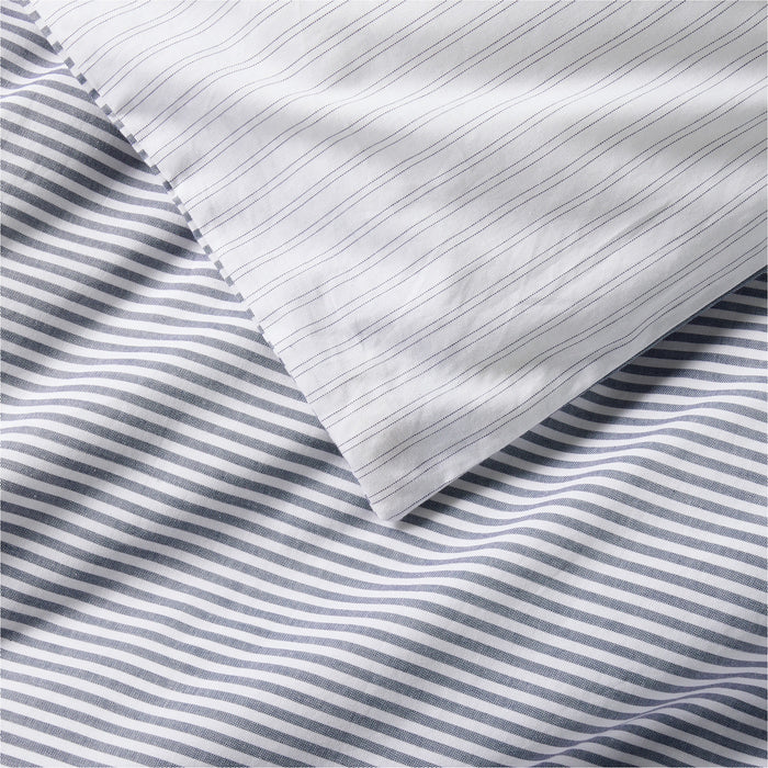 Oxford Shirting Light Indigo Blue Organic Cotton Reversible King Duvet Cover