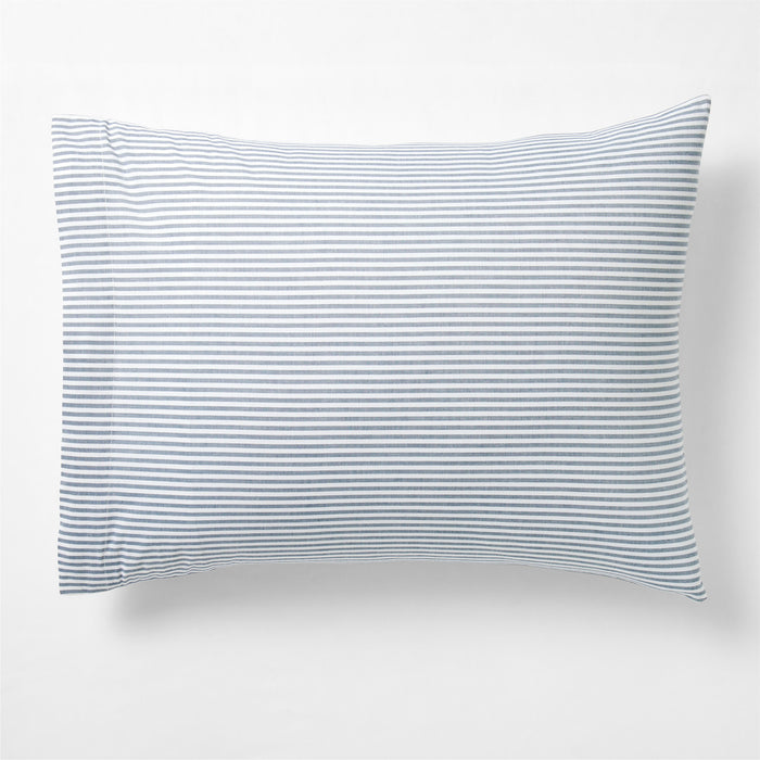 Oxford Shirting Light Indigo Blue Organic Cotton Reversible Standard Bed Pillow Sham