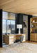 Campagna 39" Rattan and Natural Oak Wood 3-Shelf Storage Bookcase Cabinet