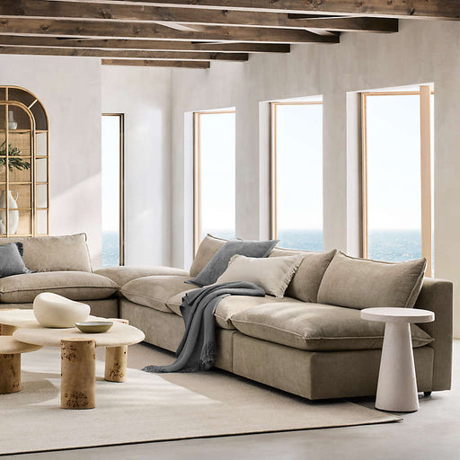 Lotus Deep Modular 3-Piece L-Shaped Armless Sectional Sofa