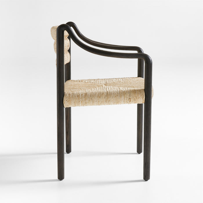 Pamplona Ebonized Ash Wood Dining Arm Chair