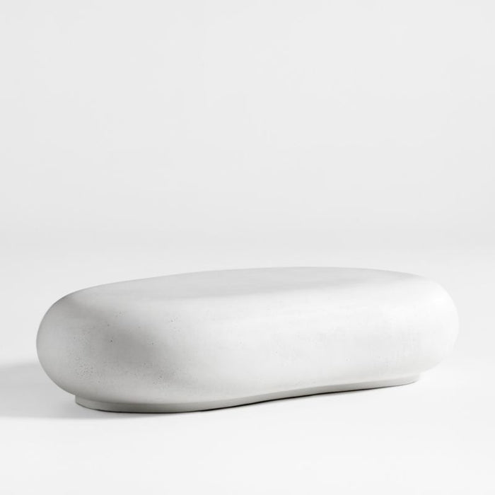 Pebble White Concrete 59" Oval Indoor/Outdoor Coffee Table by Leanne Ford