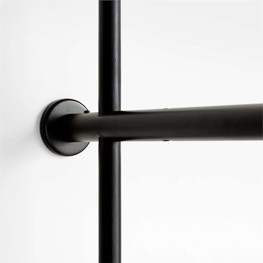 Petra Black Oak Wood and Metal Narrow Wall-Mounted Bookcase