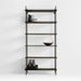 Petra Black Oak Wood and Metal Wide Wall-Mounted Bookcase