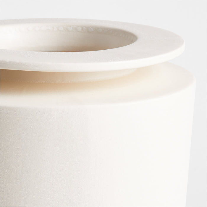 Plateia Medium White Earthenware Vase 12"