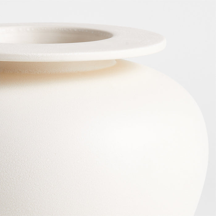 Plateia Small White Earthenware Vase 7.5"