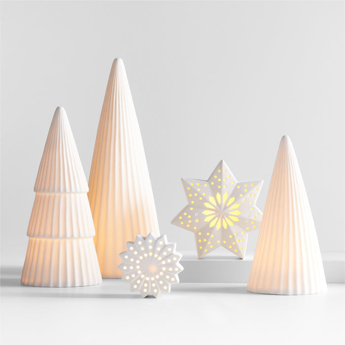 LED Small White Porcelain Christmas Tree Decorative Object