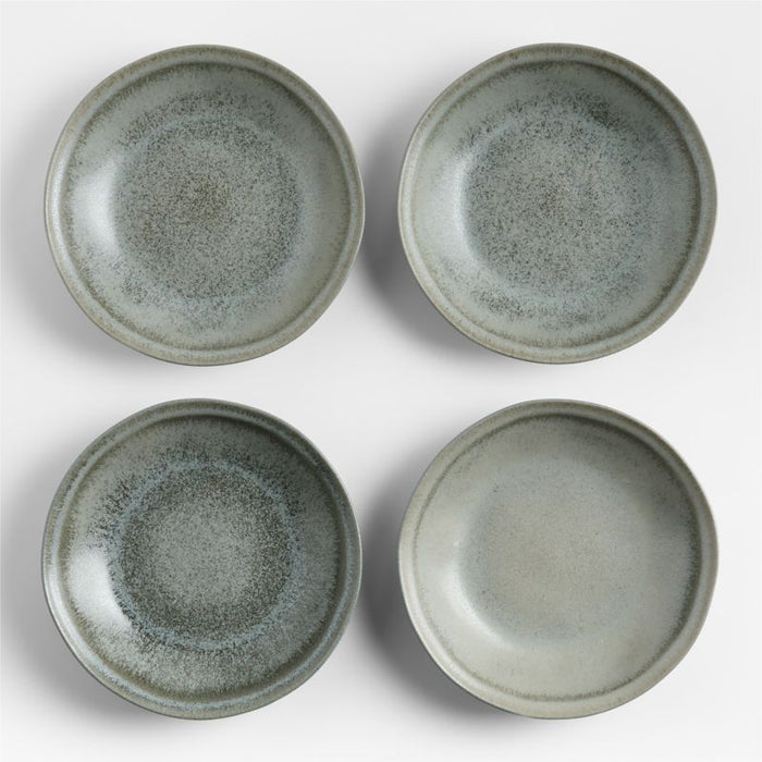 Prairie Moss Green Recycled Stoneware Low Bowl