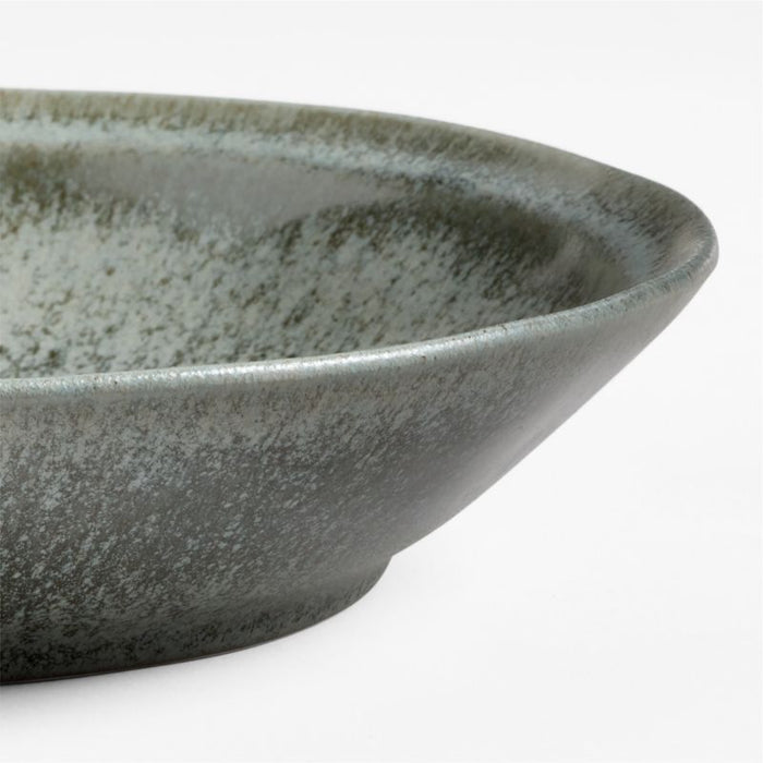 Prairie Moss Green Recycled Stoneware Low Bowl