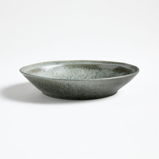 Prairie Moss Green Recycled Stoneware Low Bowl