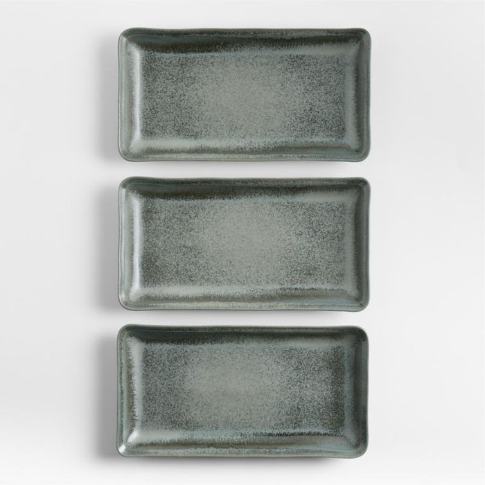 Prairie Moss Green Recycled Stoneware Rectangular Platter