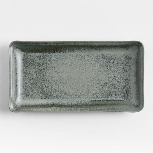 Prairie Moss Green Recycled Stoneware Rectangular Platter
