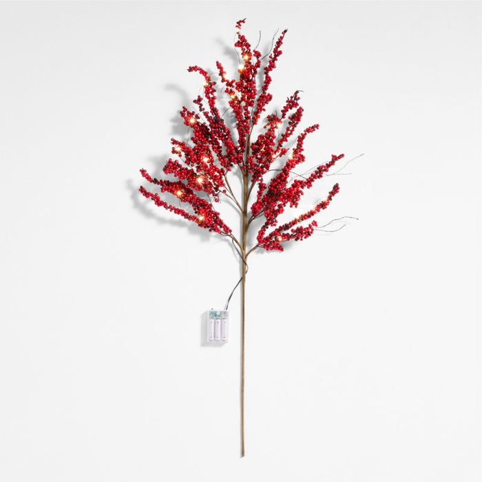 Red Mini Berry Pre-Lit Holiday Stem 40"