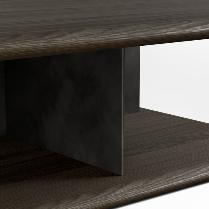 Preto Ebonized Ash Wood and Metal 50" Square Coffee Table