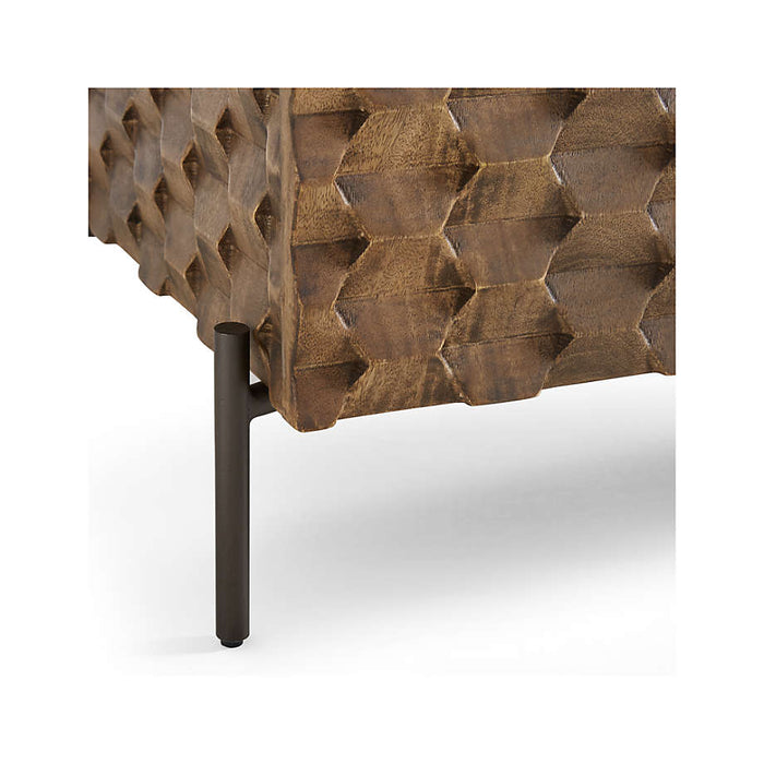 Raffael 39" Brown Carved Wood Bar Cabinet with Storage