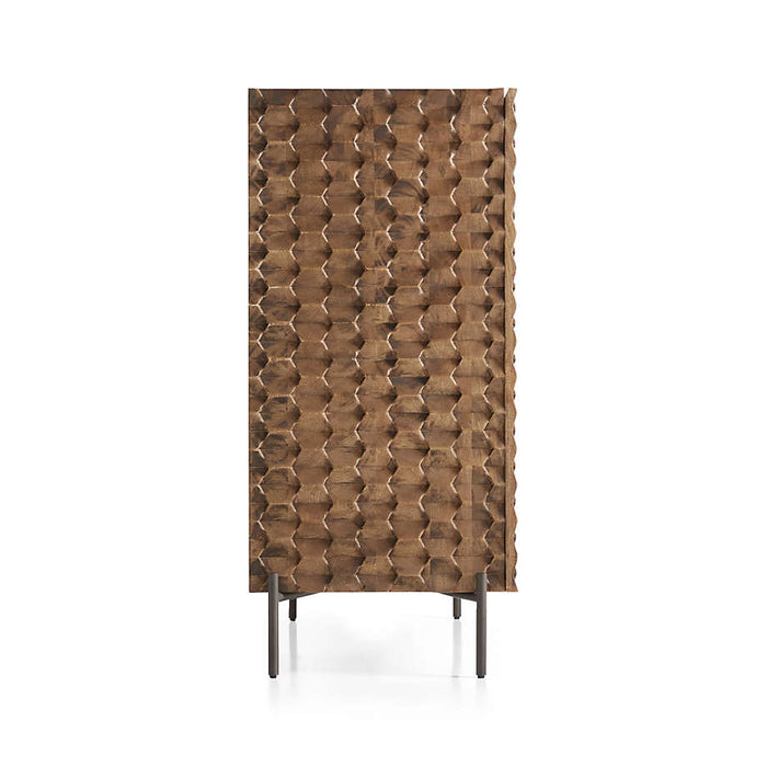 Raffael 39" Brown Carved Wood Bar Cabinet with Storage