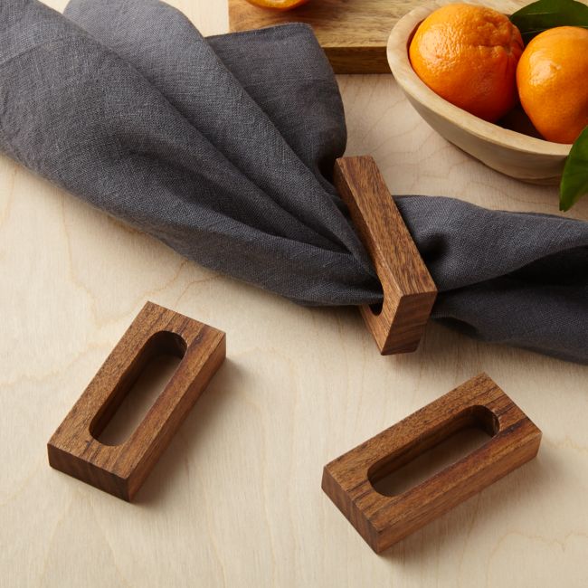 Rectangle Acacia Napkin Ring