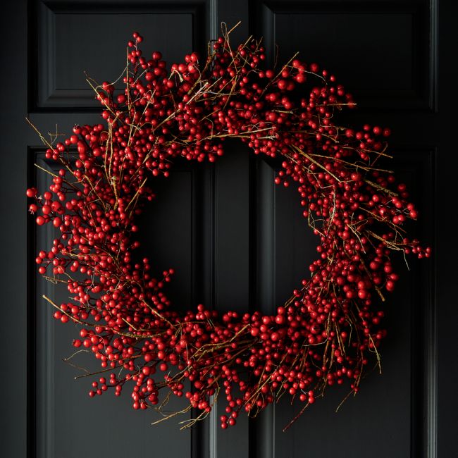 Faux Red Berry Wreath 30"