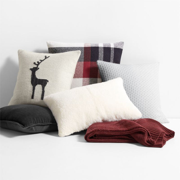 Reindeer Kilim 20"x20" Ink Black and Arctic Ivory Throw Pillow Cover