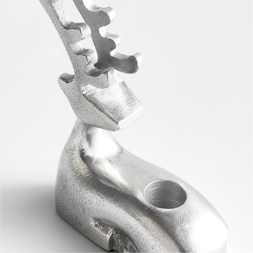 Silver Holiday Reindeer Taper Candle Holder