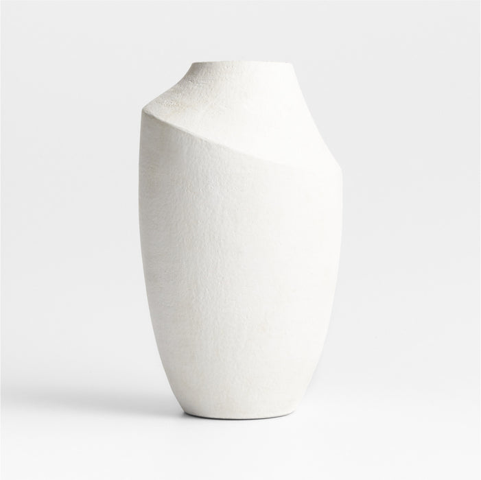 Slope White Ceramic Vase 12.25"