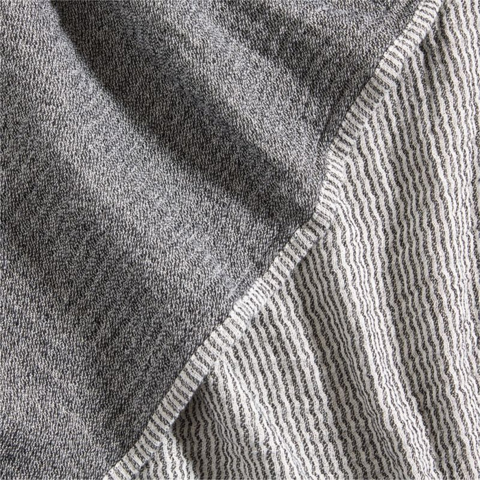 Reversible Stripe Gauze 80"x80" Ink Black and Arctic Ivory Bed Blanket