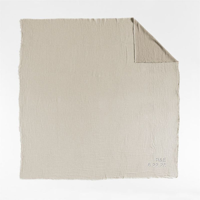 Reversible Stripe Gauze 80"x80" Taupe Brown and Arctic Ivory Bed Blanket