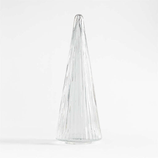 Large Ribbed Clear Glass Christmas Tree 17.5"