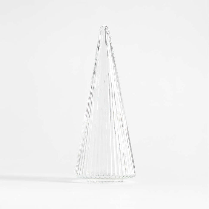 Medium Ribbed Clear Glass Christmas Tree 13.5"