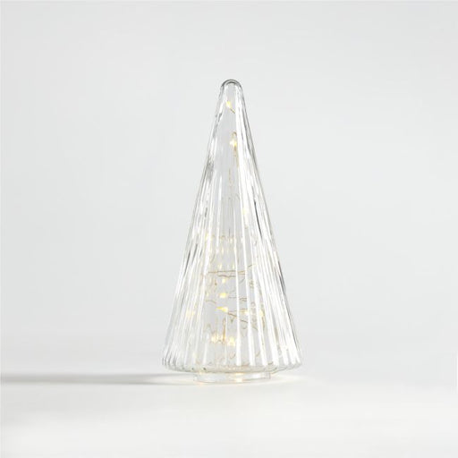 Small Ribbed Clear Glass Christmas Tree 9"
