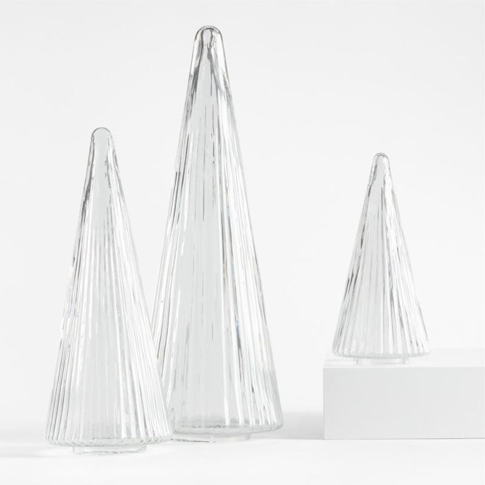 Small Ribbed Clear Glass Christmas Tree 9"