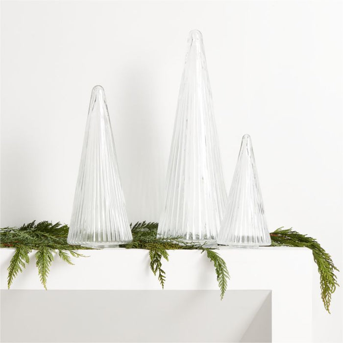 Medium Ribbed Clear Glass Christmas Tree 13.5"