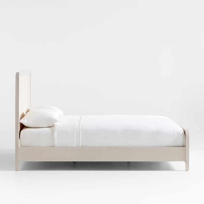 Rica White Wood and Grasscloth King Bed