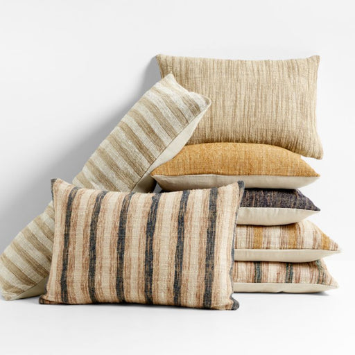 Riviera Stripe 24"x16" Savannah Yellow Throw Pillow Cover