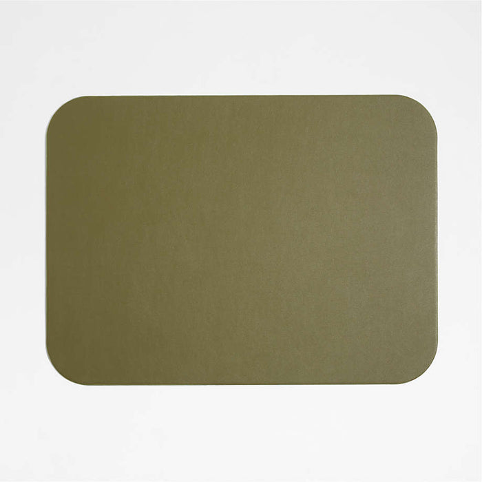 Rizzo Easy Care Faux Leather Reversible Desert Green and Light Brown Rectangular Placemat