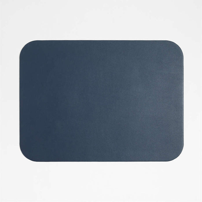 Rizzo Easy Care Faux Leather Reversible Navy and Natural Rectangular Placemat