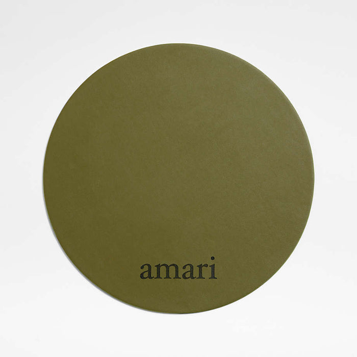Rizzo Easy Care Faux Leather Reversible Desert Green and Light Brown Round Placemat