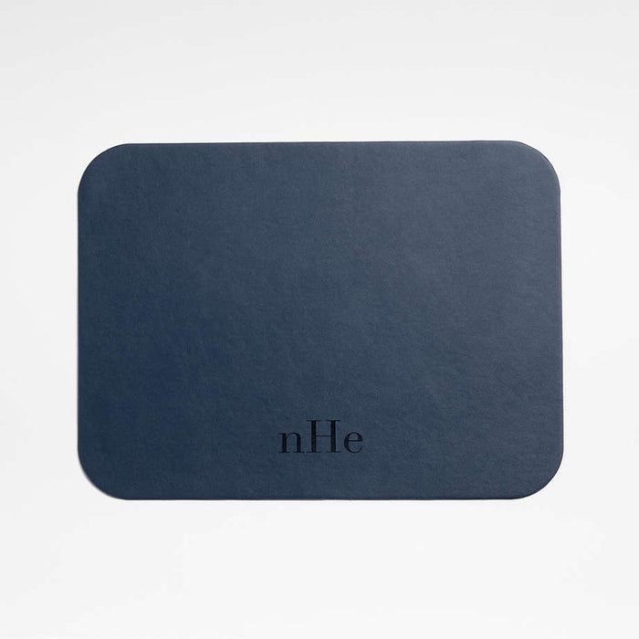 Rizzo Easy Care Faux Leather Reversible Navy and Natural Rectangular Placemat