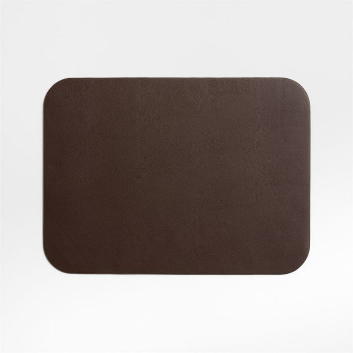 Rizzo Textured Easy Care Faux Leather Deep Brown Rectangular Placemat