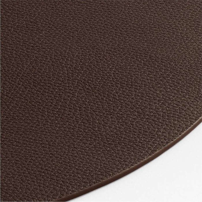 Rizzo Textured Easy Care Faux Leather Deep Brown Round Placemat