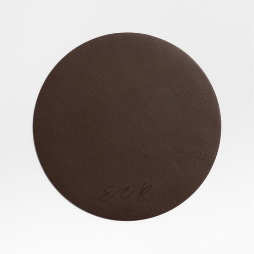 Rizzo Textured Easy Care Faux Leather Deep Brown Round Placemat