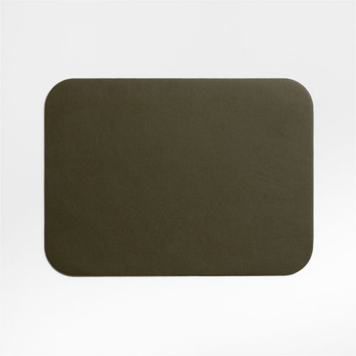Rizzo Textured Easy Care Faux Leather Garden Green Rectangular Placemat