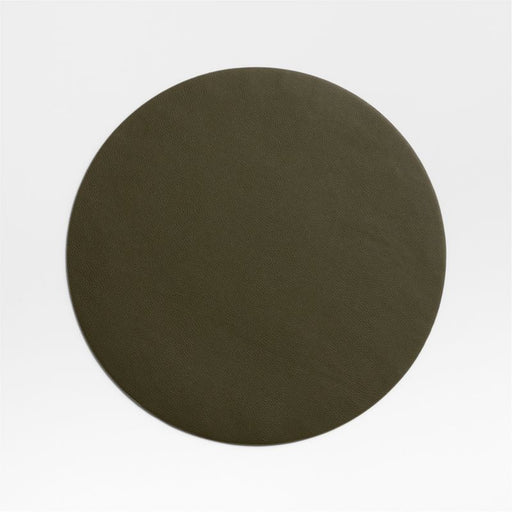 Rizzo Textured Easy Care Faux Leather Garden Green Round Placemat