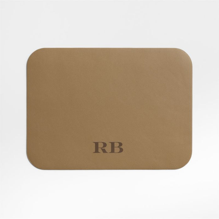 Rizzo Textured Easy Care Faux Leather Mushroom Rectangular Placemat